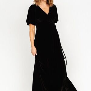 Baltic Born Katelyn Velvet Maxi Wrap Dress | Black Size SS